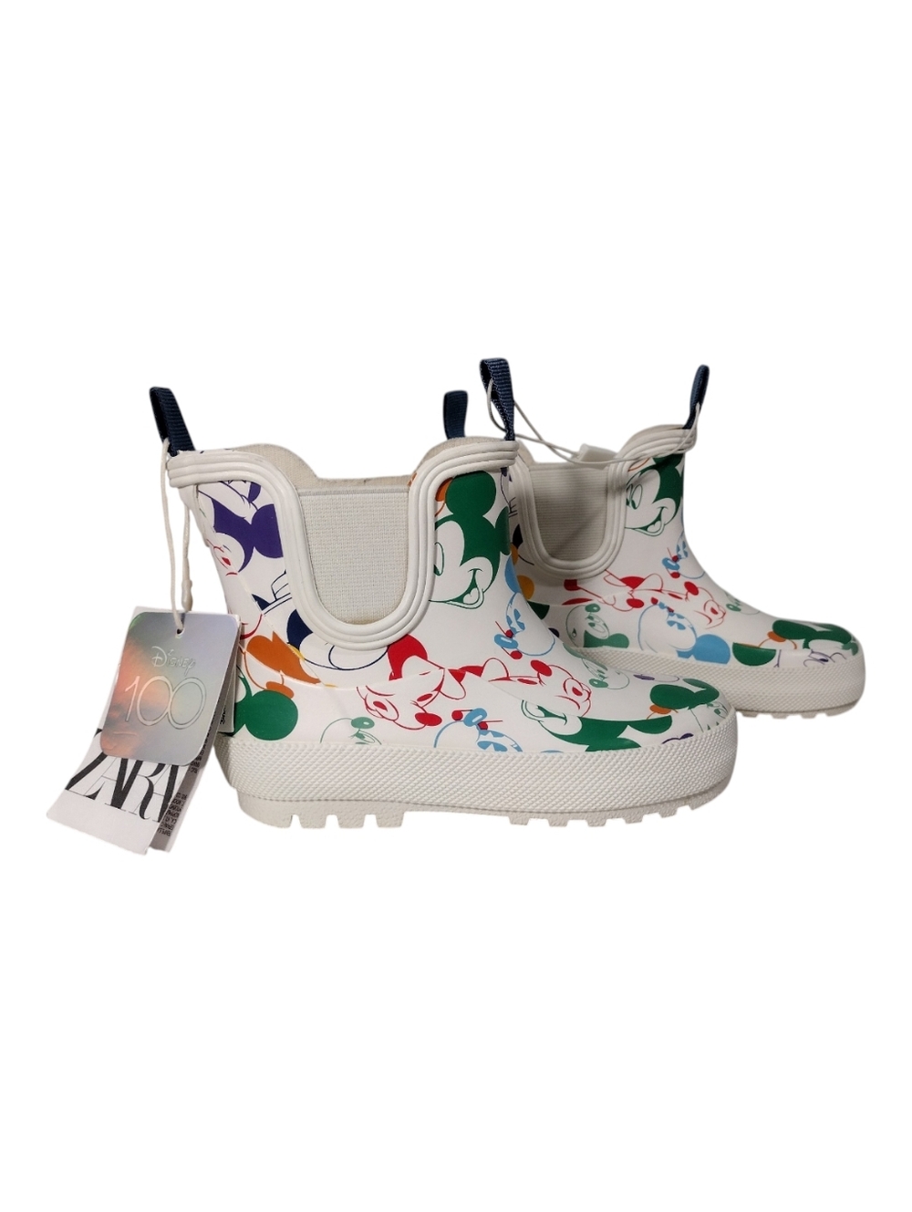 Zara Disney Kids' Mickey & Friends Multicolor Slip-On Rain Boots Size 8